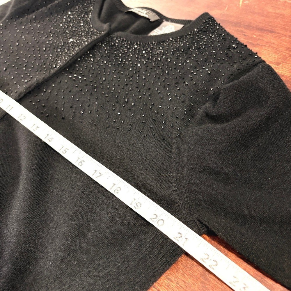 Womens Black Lambswool Cashmere Beaded Cardigan Size XL Holiday Elevated Career - Picture 8 of 10